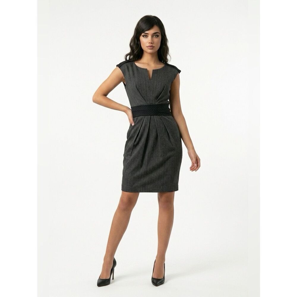 Yoana Baraschi Charcoal Cap Sleeve Midi Dress R4